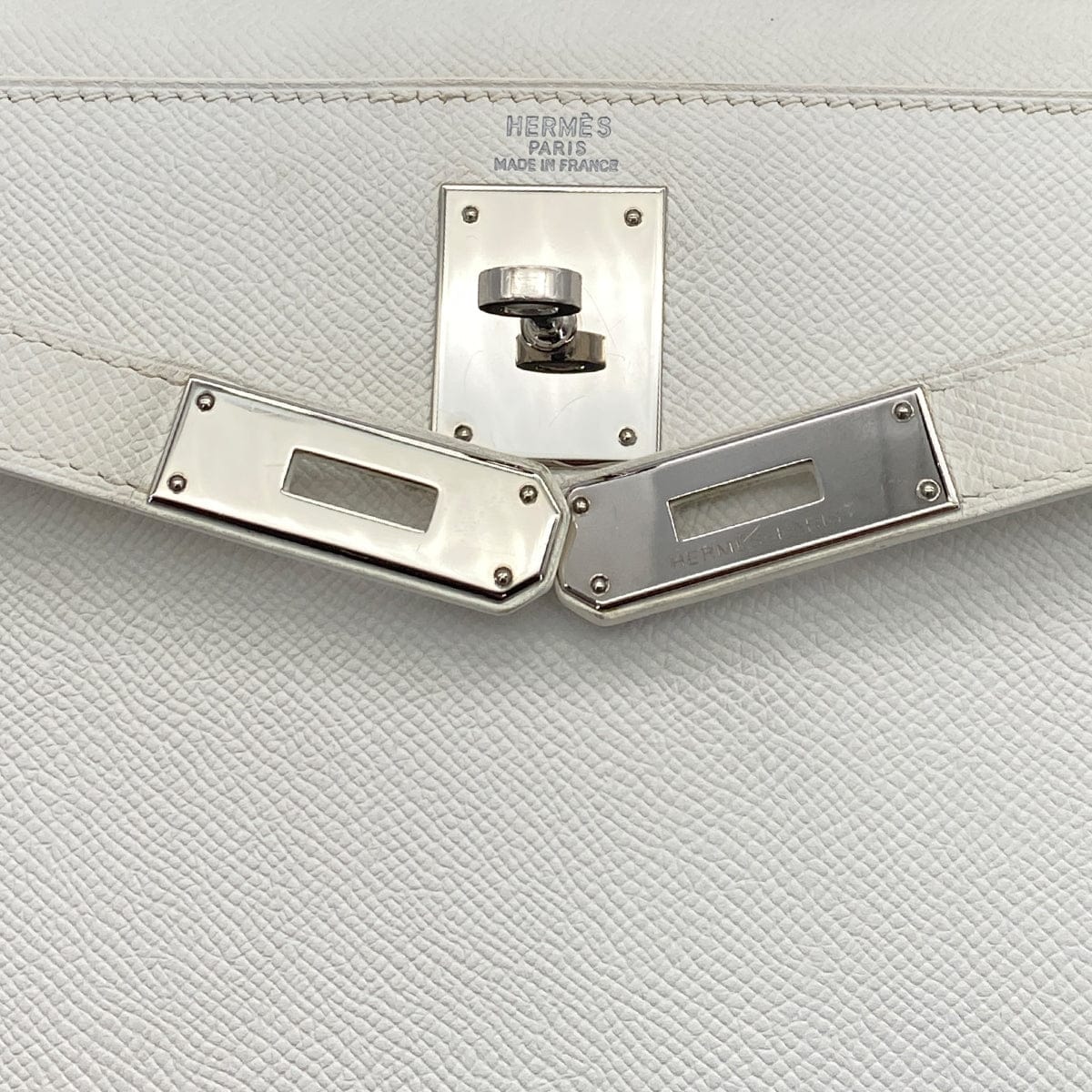 Luxury Promise Japan HERMES KELLY 28 SELLIER WHITE VEAU EPSOM HAND SHOULDER BAG 2007 SQUARE K PALLADIUM HARDWARE 90308966