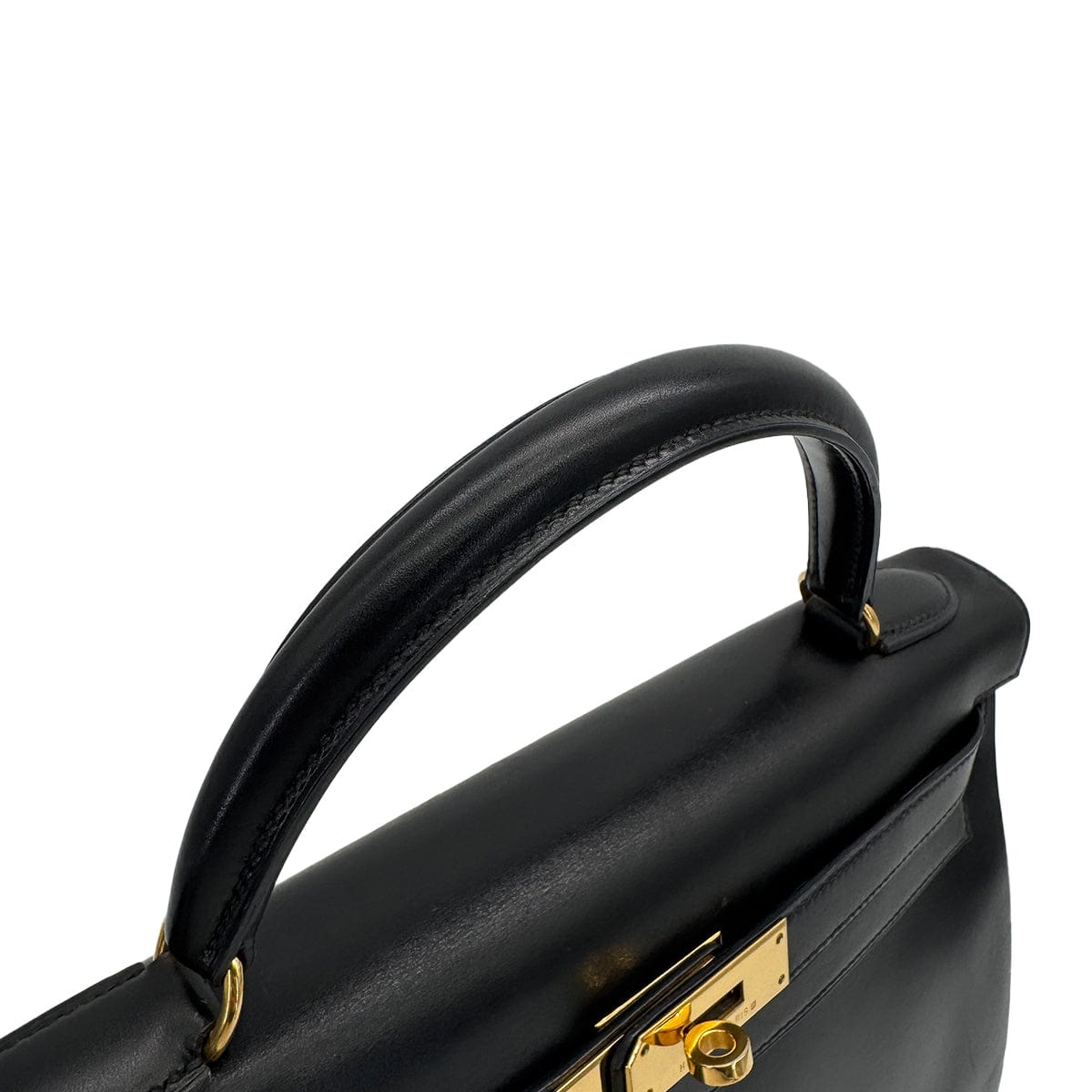 Luxury Promise Japan HERMES KELLY 32 RETORNE BLACK BOXCALF HAND SHOULDER BAG 1996 CIRCLE Z GOLD HARDWARE 90318617