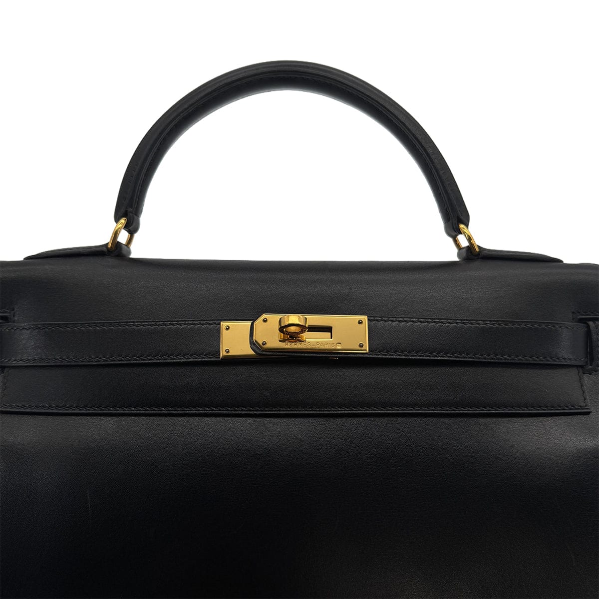 Luxury Promise Japan HERMES KELLY 32 RETORNE BLACK BOXCALF HAND SHOULDER BAG 1996 CIRCLE Z GOLD HARDWARE 90318617