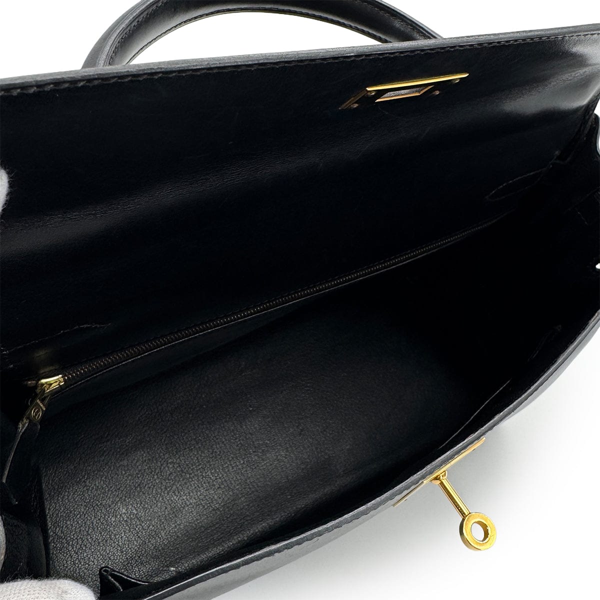 Luxury Promise Japan HERMES KELLY 32 RETORNE BLACK BOXCALF HAND SHOULDER BAG 1996 CIRCLE Z GOLD HARDWARE 90318617