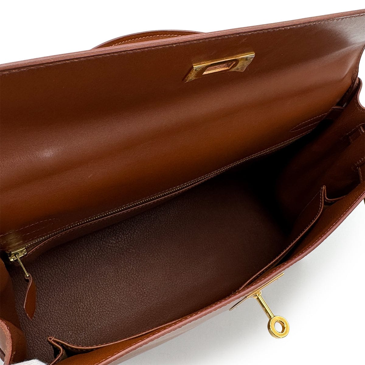 Luxury Promise Japan HERMES KELLY 32 RETORNE NOISETTE BOXCALF HAND SHOULDER BAG 2003 SQUARE G GOLD HARDWARE 90319581