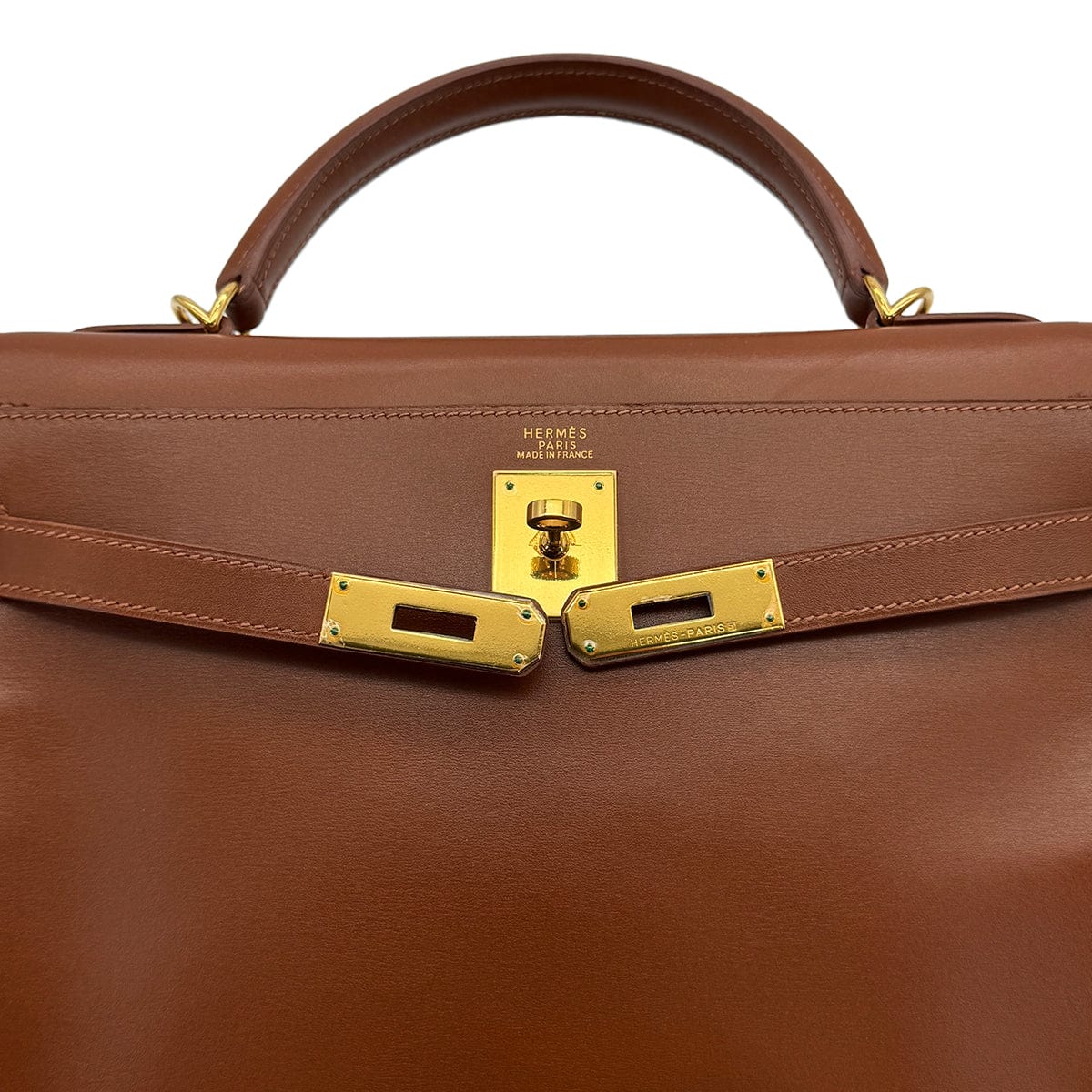 Luxury Promise Japan HERMES KELLY 32 RETORNE NOISETTE BOXCALF HAND SHOULDER BAG 2003 SQUARE G GOLD HARDWARE 90319581