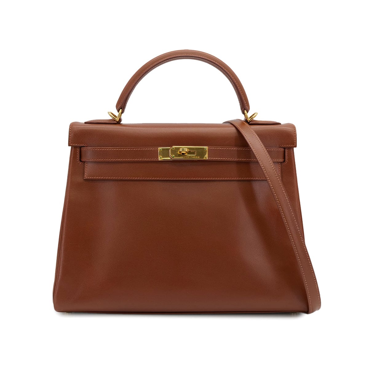 Luxury Promise Japan HERMES KELLY 32 RETORNE NOISETTE BOXCALF HAND SHOULDER BAG 2003 SQUARE G GOLD HARDWARE 90319581