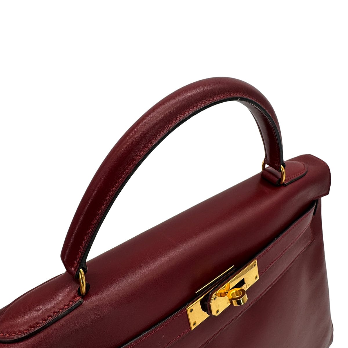 Luxury Promise Japan HERMES KELLY 32 RETORNE ROUGE H BOXCALF HAND BAG 1992 CIRCLE V GOLD HARDWARE 90323194