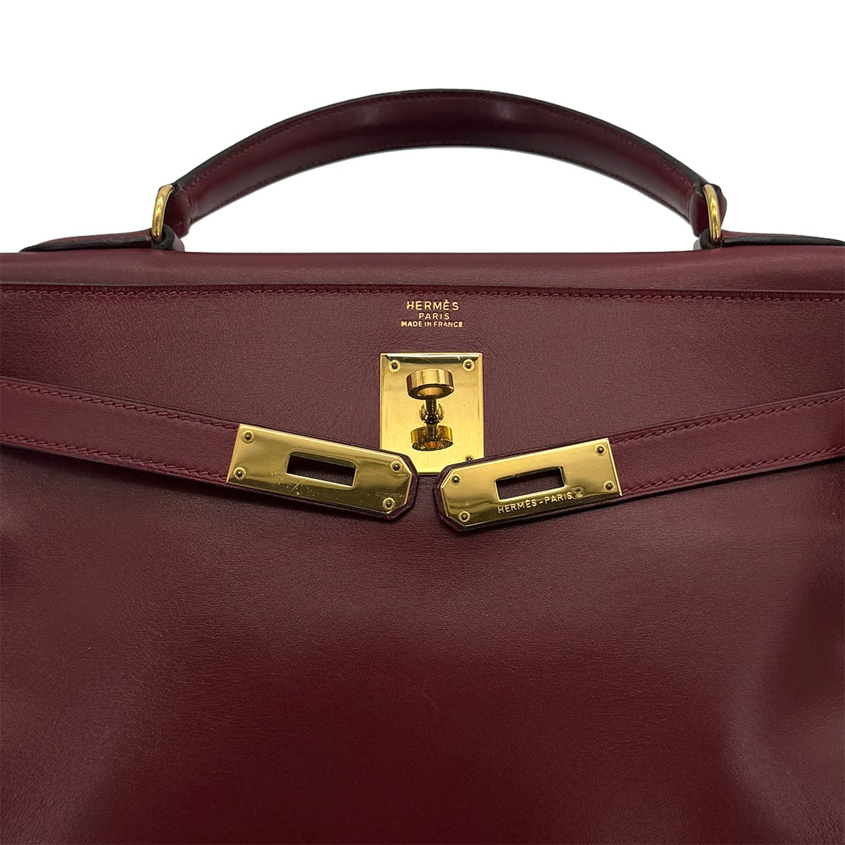 Luxury Promise Japan HERMES KELLY 32 RETORNE ROUGE H BOXCALF HAND BAG 1992 CIRCLE V GOLD HARDWARE 90323194