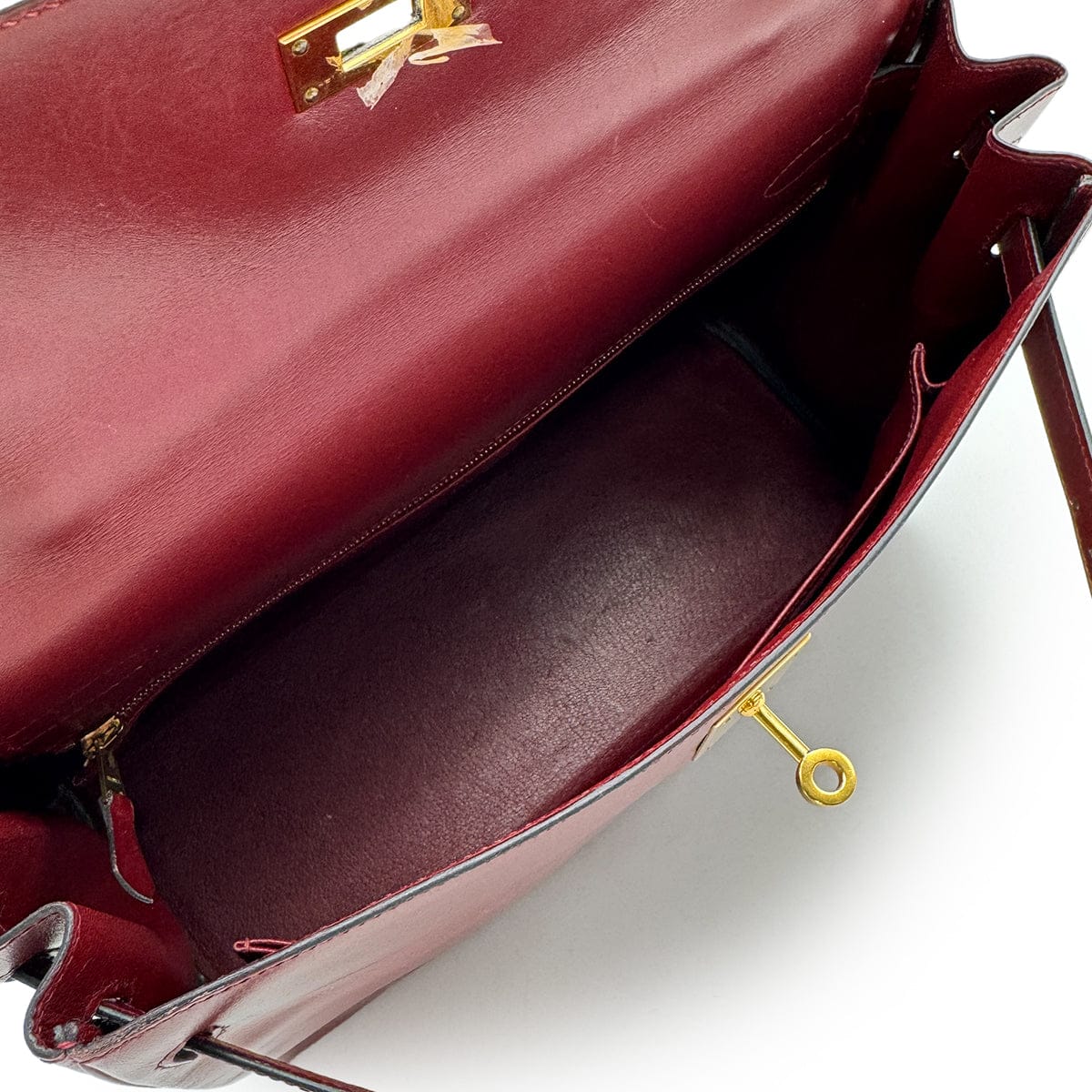 Luxury Promise Japan HERMES KELLY 32 RETORNE ROUGE H BOXCALF HAND BAG 2001 SQUARE E GOLD HARDWARE 90323971