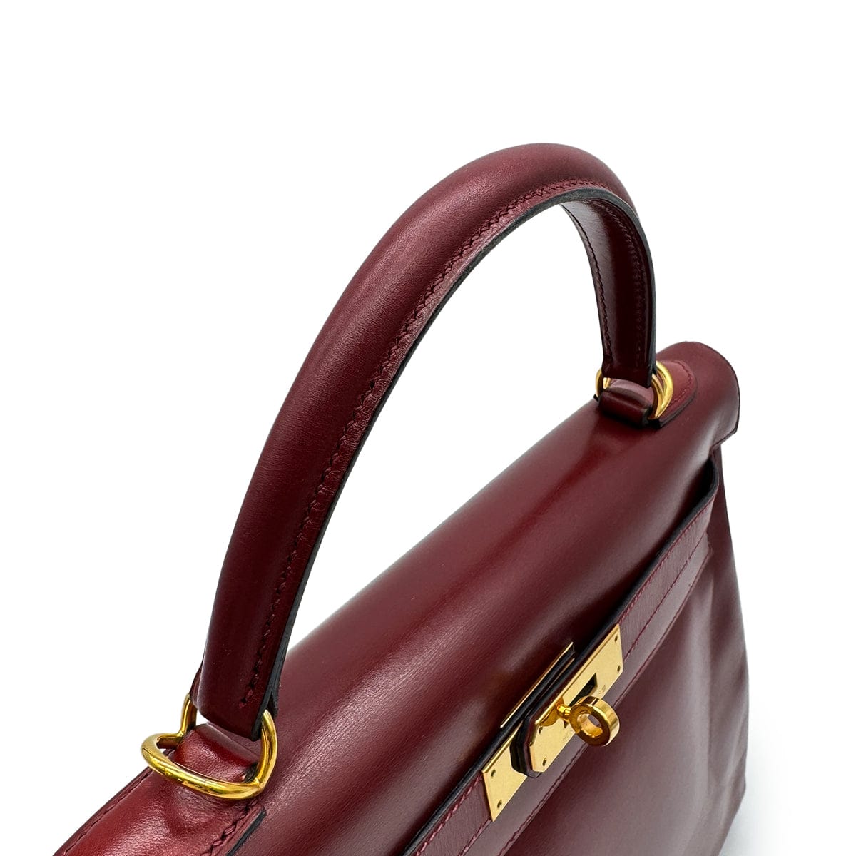 Luxury Promise Japan HERMES KELLY 32 RETORNE ROUGE H BOXCALF HAND BAG 2001 SQUARE E GOLD HARDWARE 90323971