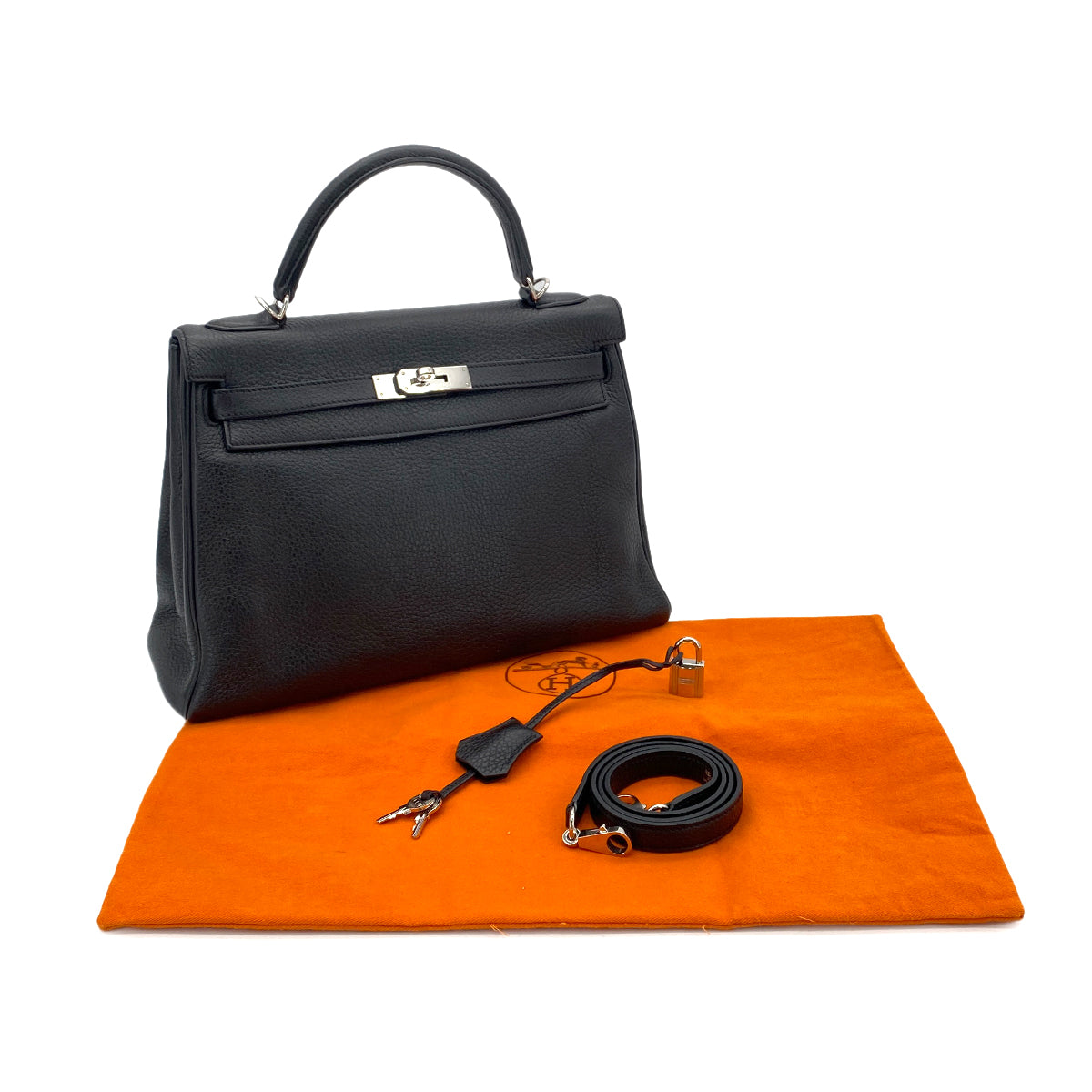 Luxury Promise Japan HERMES KELLY 32 RETOURNE BLACK TAURILLON CLEMENCE HAND SHOULDER BAG □O SHW 90289600