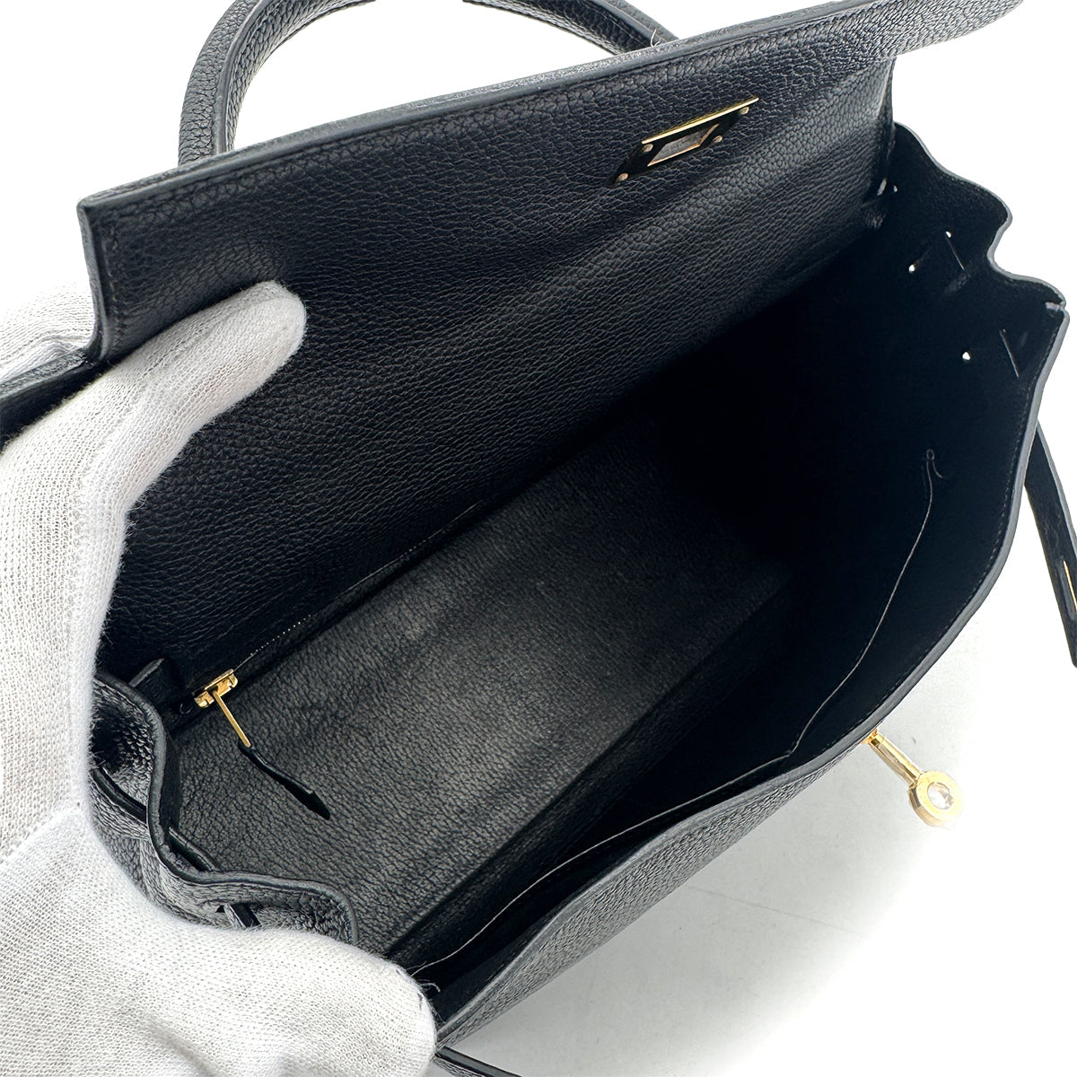 Luxury Promise Japan HERMES KELLY 32 RETOURNE BLACK TOGO HAND SHOULDER BAG □G GHW 90292887