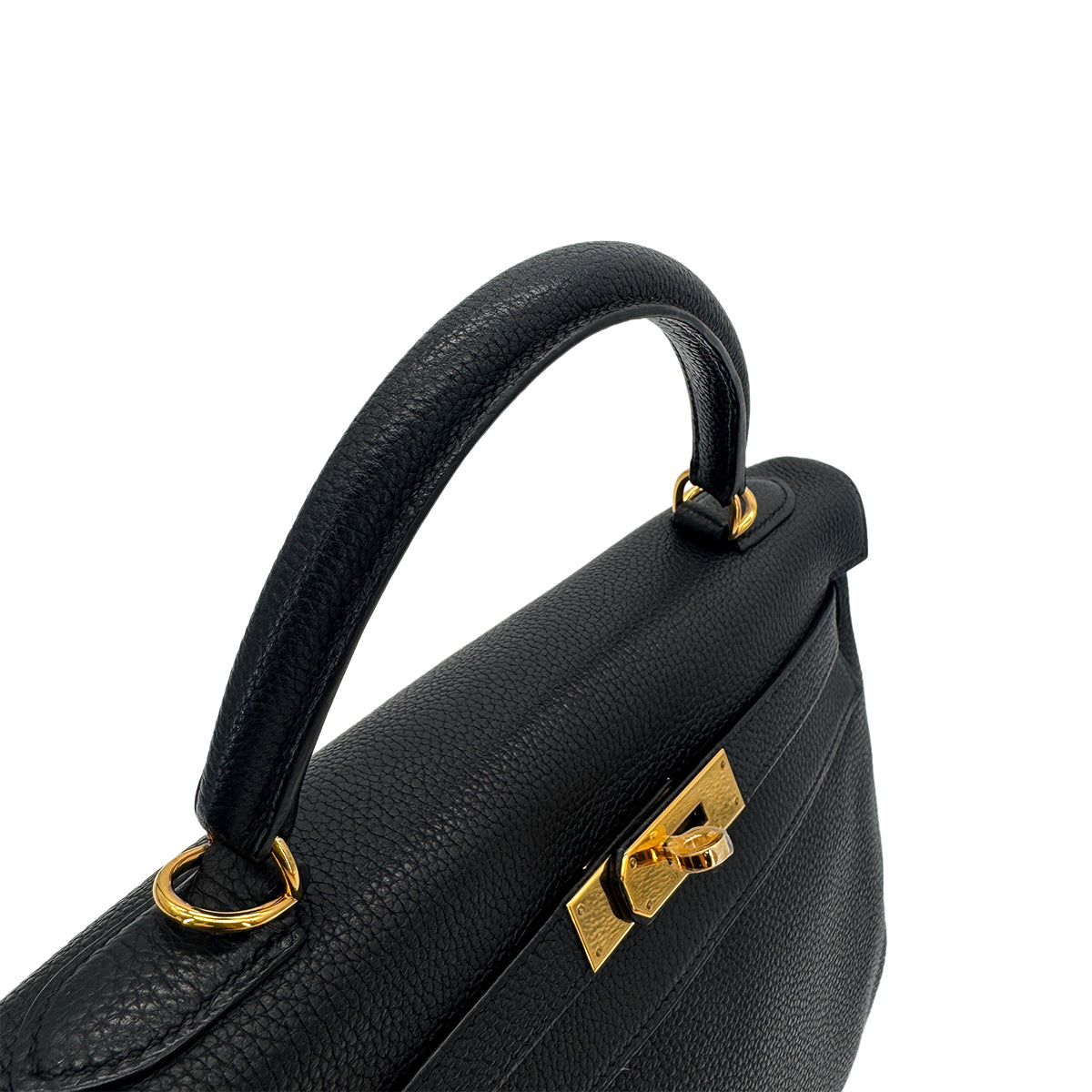 Luxury Promise Japan HERMES KELLY 32 RETOURNE BLACK TOGO HAND SHOULDER BAG □G GHW 90292887