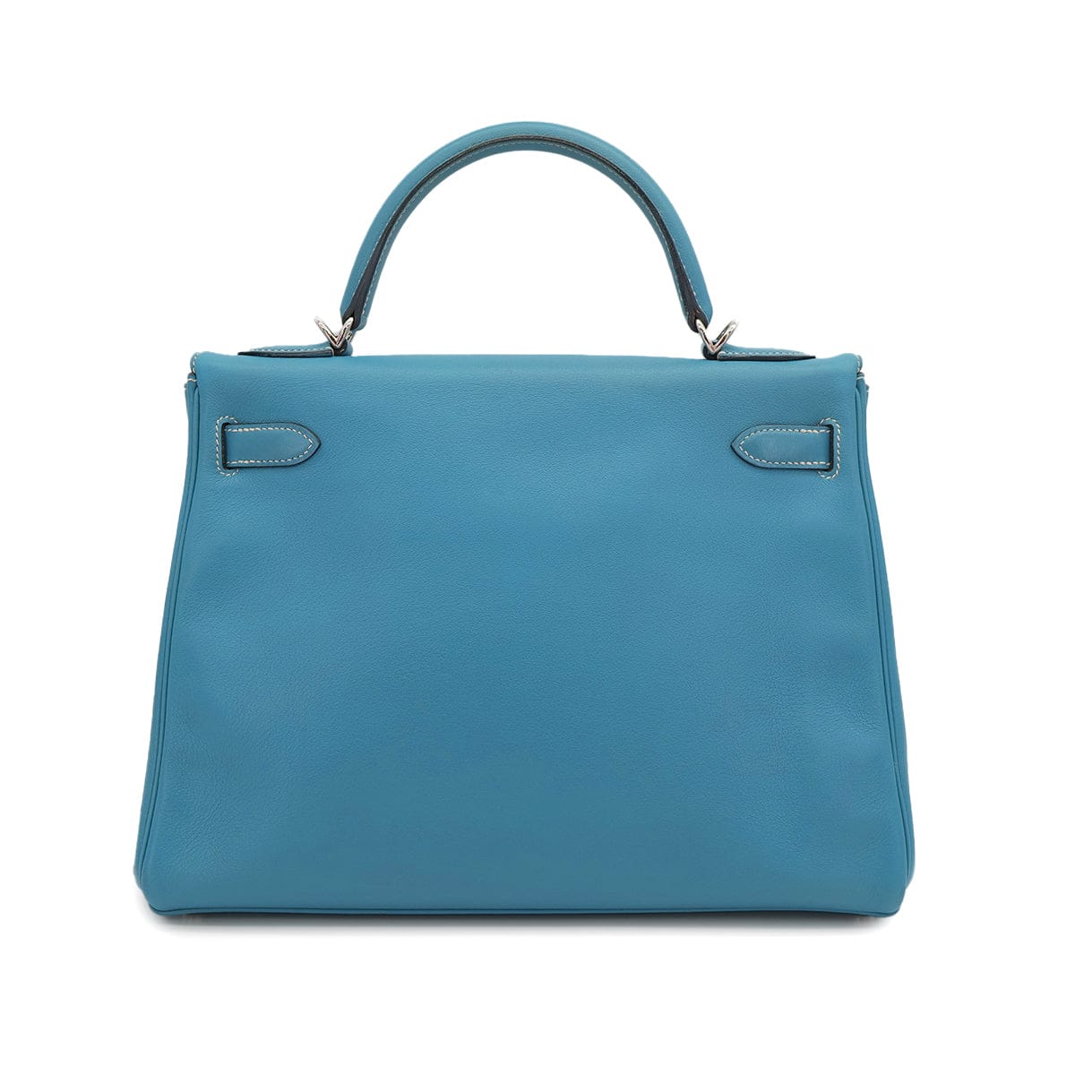 Luxury Promise Japan HERMES KELLY 32 RETOURNE BLUE JEAN EVERCOLOR HAND SHOULDER BAG 2005 SQUARE I PALLADIUM HARDWARE 90310272