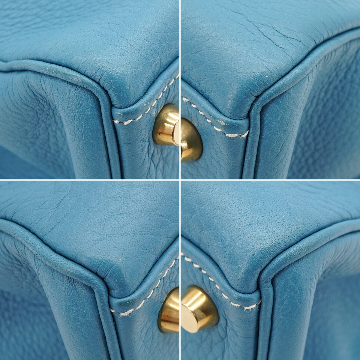 Luxury Promise Japan HERMES KELLY 32 RETOURNE BLUE JEAN TAURILLON CLEMENCE HAND SHOULDER BAG 1998 SQUARE B GOLD HARDWARE 90347154