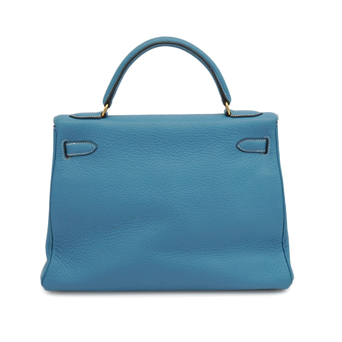 Luxury Promise Japan HERMES KELLY 32 RETOURNE BLUE JEAN TAURILLON CLEMENCE HAND SHOULDER BAG 1998 SQUARE B GOLD HARDWARE 90347154