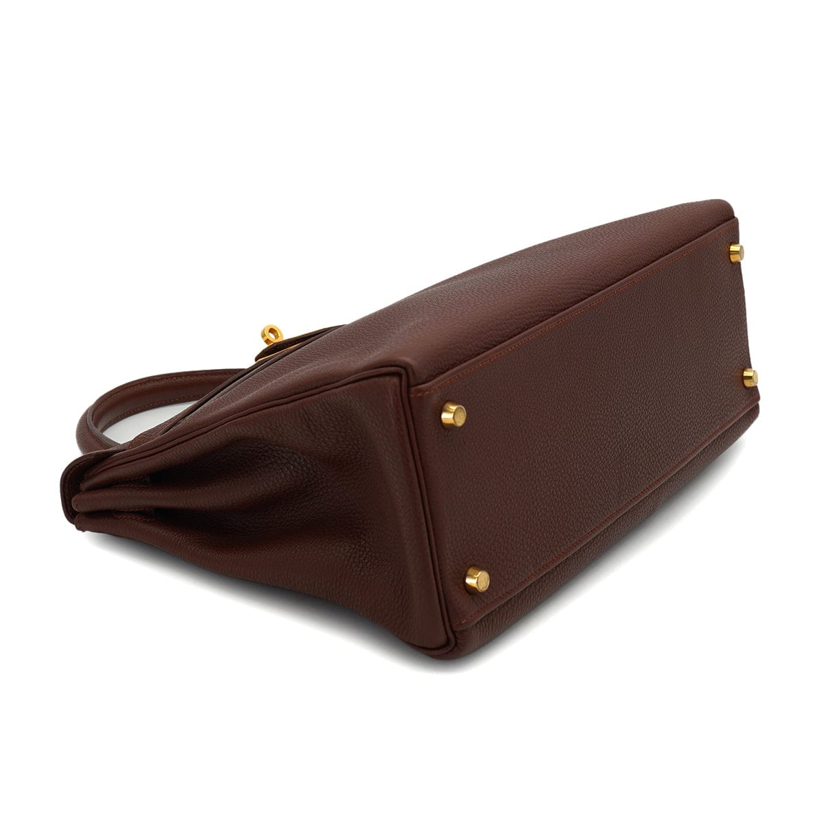 Luxury Promise Japan HERMES KELLY 32 RETOURNE MARRON FONCE TOGO HAND SHOULDER BAG 2000 SQUARE D GOLD HARDWARE 90331851