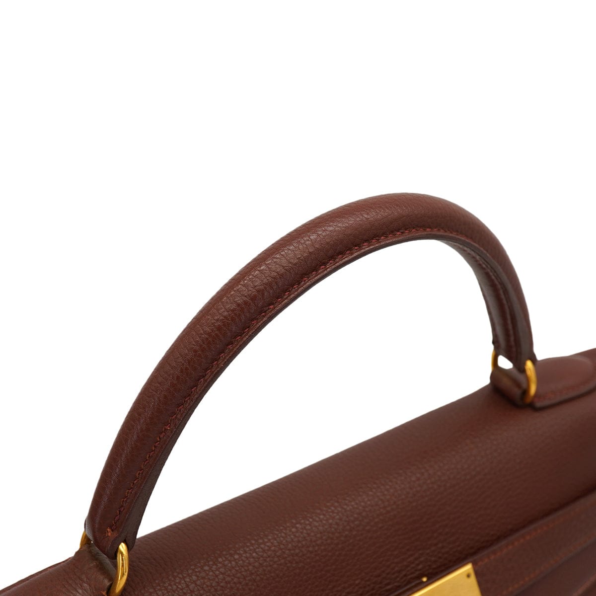 Luxury Promise Japan HERMES KELLY 32 RETOURNE MARRON FONCE TOGO HAND SHOULDER BAG 2000 SQUARE D GOLD HARDWARE 90331851