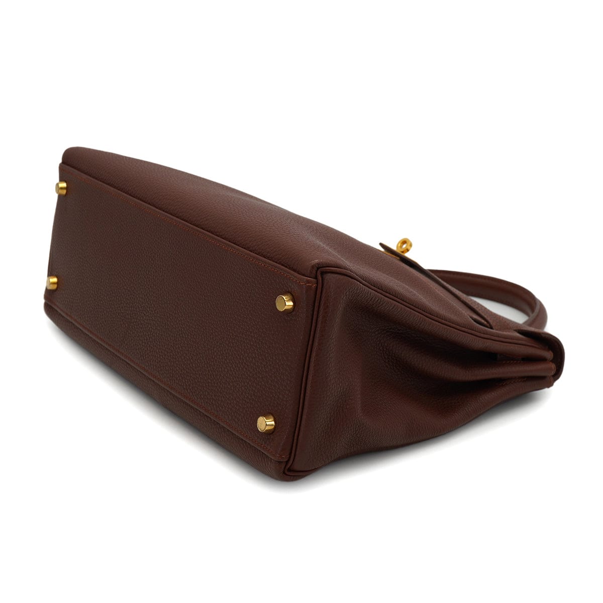 Luxury Promise Japan HERMES KELLY 32 RETOURNE MARRON FONCE TOGO HAND SHOULDER BAG 2000 SQUARE D GOLD HARDWARE 90331851