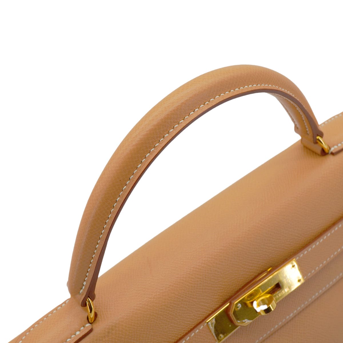 Luxury Promise Japan HERMES KELLY 32 RETOURNE NATUREL COUCHEVEL HAND SHOULDER BAG 1998 SQUARE B GOLD HARDWARE 90347152