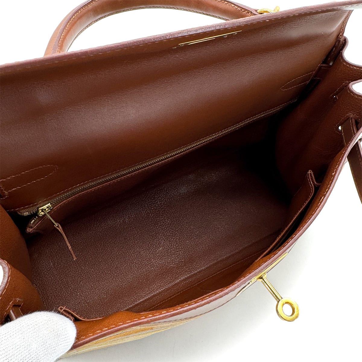 Luxury Promise Japan HERMES KELLY 32 RETOURNE NOISETTE BOXCALF VIBRATO HAND SHOULDER BAG 2002 SQUARE F GOLD HARDWARE 90319533