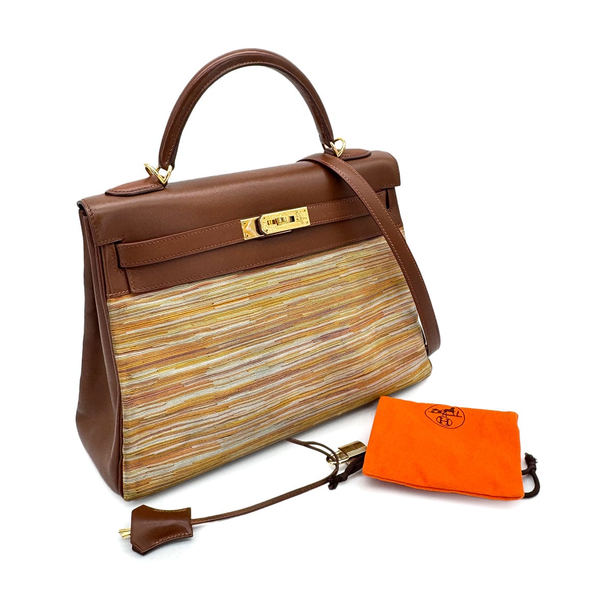 Luxury Promise Japan HERMES KELLY 32 RETOURNE NOISETTE BOXCALF VIBRATO HAND SHOULDER BAG 2002 SQUARE F GOLD HARDWARE 90319533