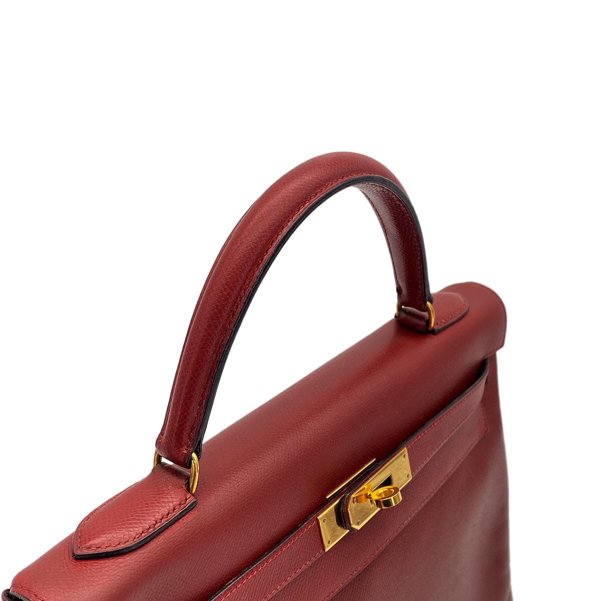 Luxury Promise Japan HERMES KELLY 32 RETOURNE ROUGE H COUCHEVEL HAND SHOULDER BAG 1989 CIRCLE S GOLD HARDWARE 90317908