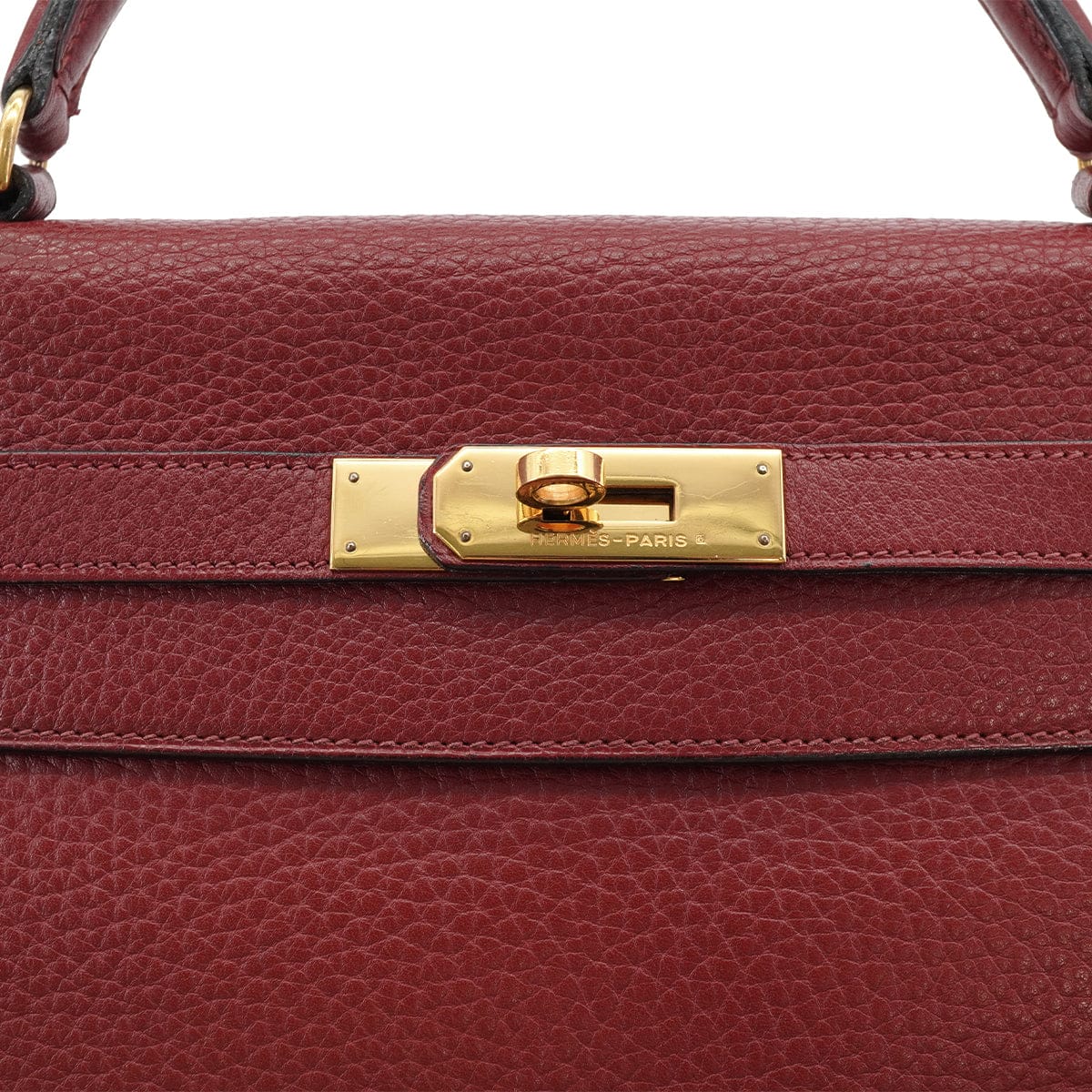 Luxury Promise Japan HERMES KELLY 32 RETOURNE ROUGE H TAURILLON CLEMENCE HAND SHOULDER BAG 1982 CIRCLE L GOLD HARDWARE 90331959