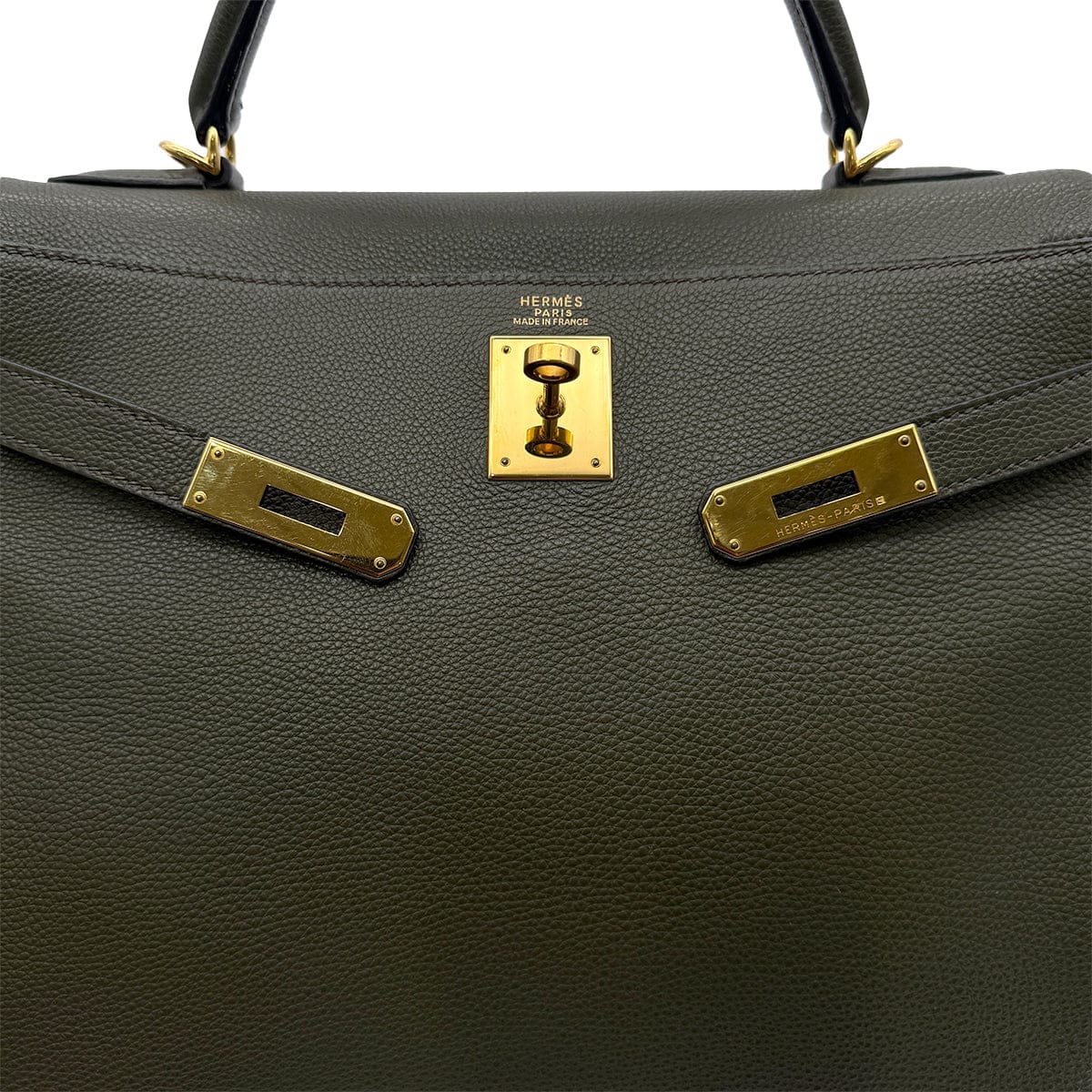 Luxury Promise Japan HERMES KELLY 32 RETOURNE VERT OLIVE EVERCOLOR HAND BAG □F GHW 90305222