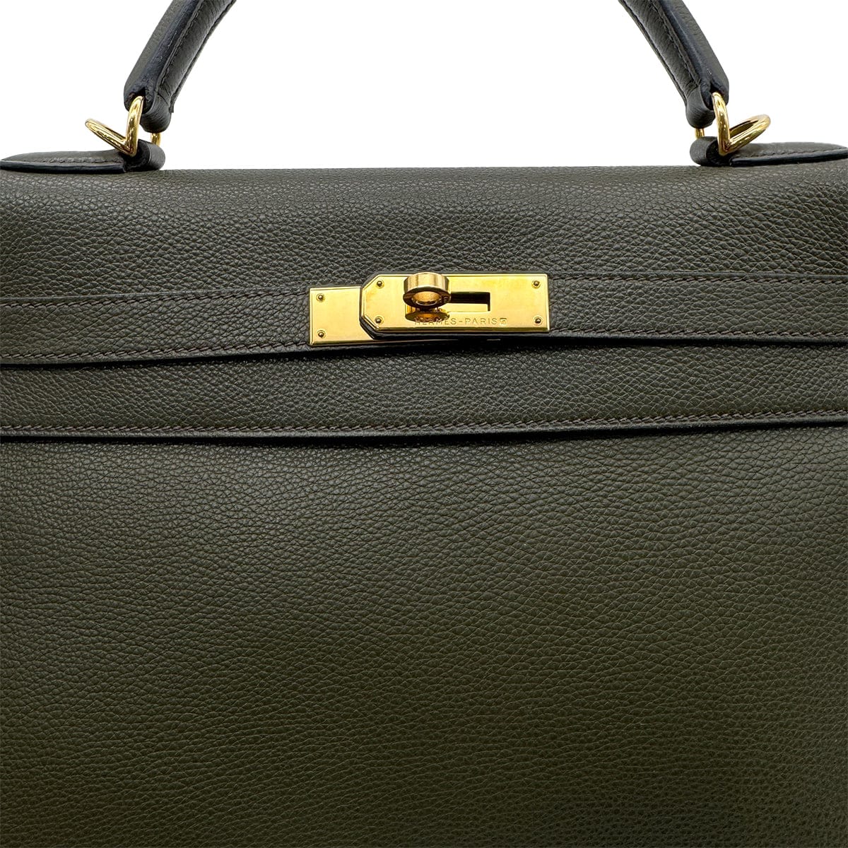 Luxury Promise Japan HERMES KELLY 32 RETOURNE VERT OLIVE EVERCOLOR HAND BAG □F GHW 90305222
