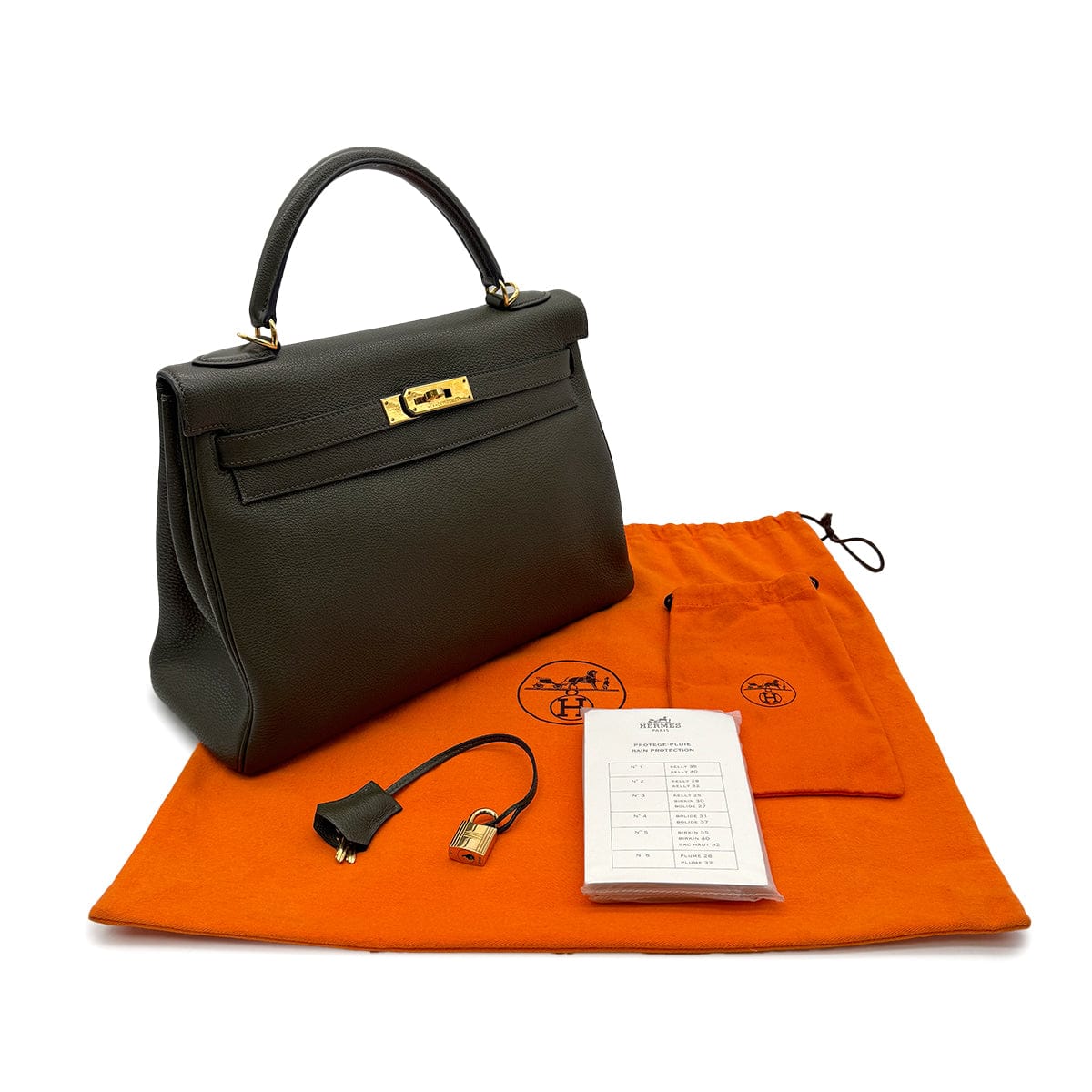 Luxury Promise Japan HERMES KELLY 32 RETOURNE VERT OLIVE EVERCOLOR HAND BAG □F GHW 90305222
