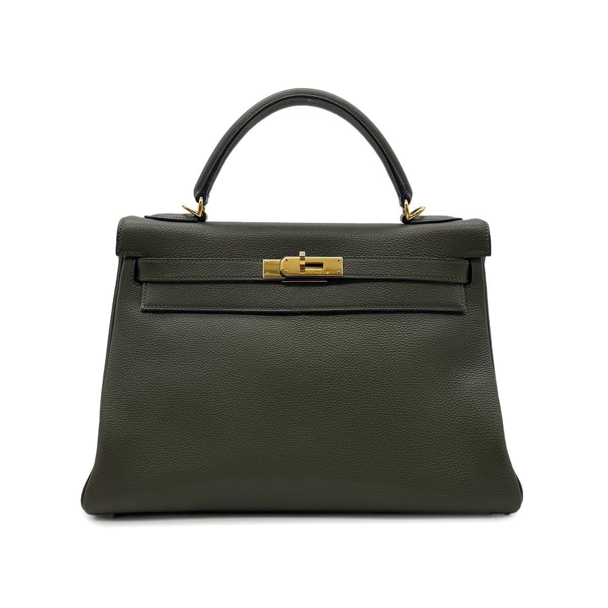 Luxury Promise Japan HERMES KELLY 32 RETOURNE VERT OLIVE EVERCOLOR HAND BAG □F GHW 90305222