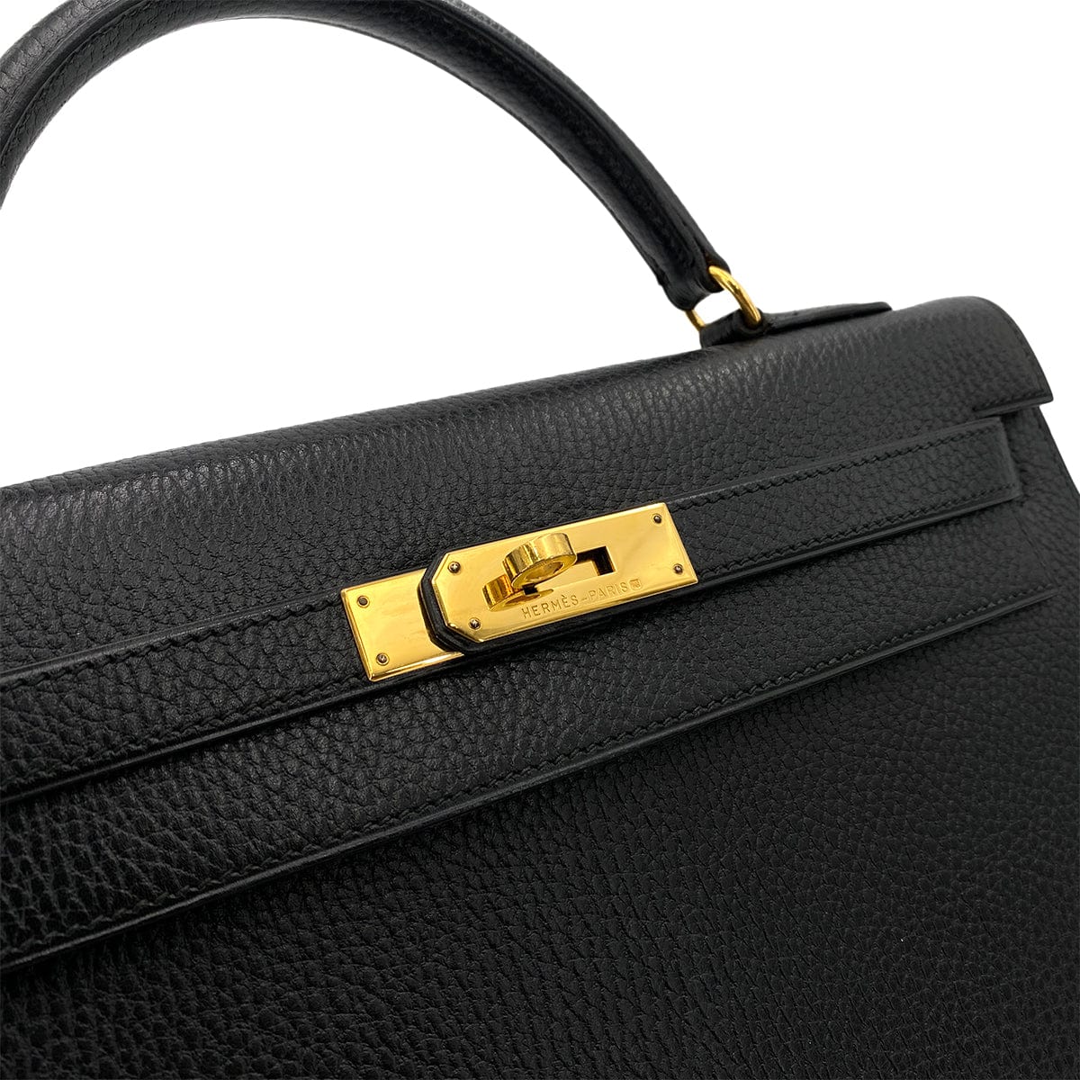 Luxury Promise Japan HERMES KELLY 32 SELLIER BLACK ARDENNES HAND SHOULDER BAG 〇X 90250515
