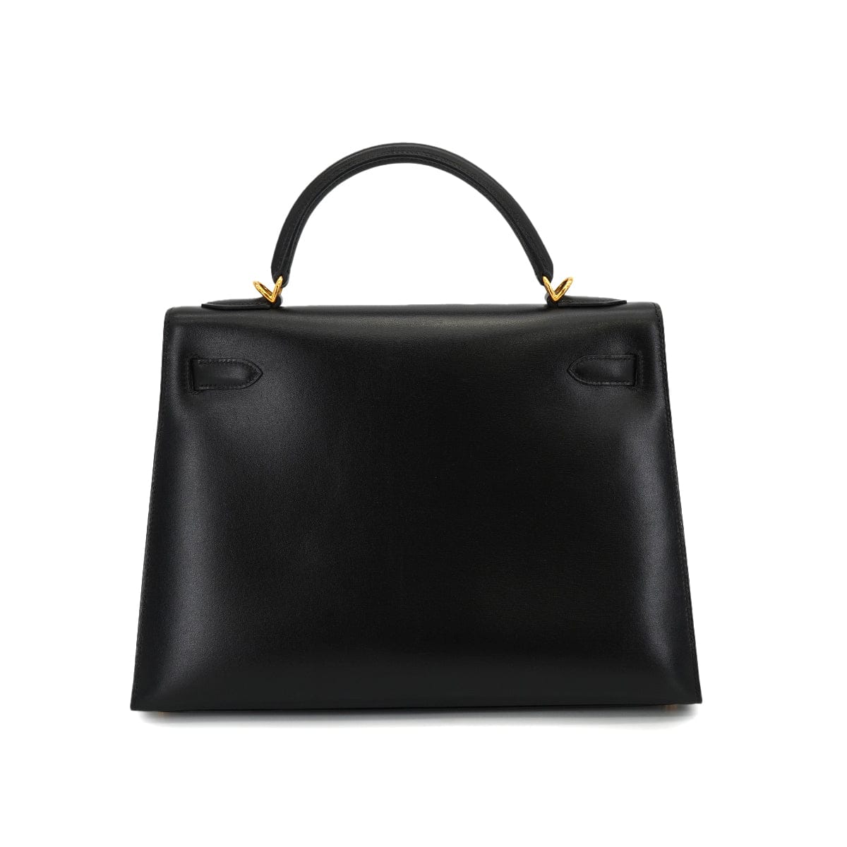 Luxury Promise Japan HERMES KELLY 32 SELLIER BLACK BOX CALF HAND SHOULDER BAG 2002 SQUARE F GOLD HARDWARE 90331660