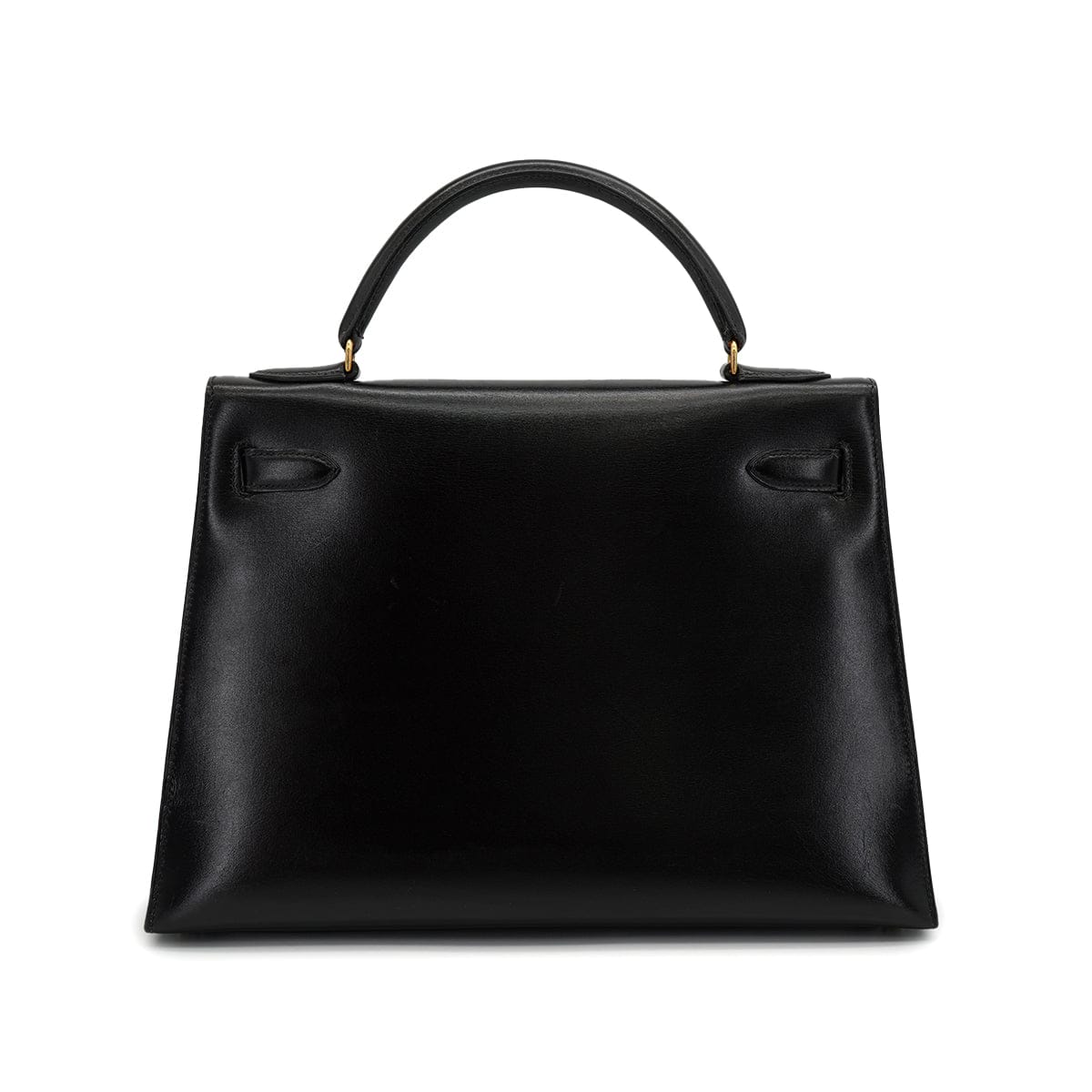 Luxury Promise Japan HERMES KELLY 32 SELLIER BLACK BOXCALF HAND SHOULDER BAG 1990 CIRCLE T GOLD HARDWARE 90328917