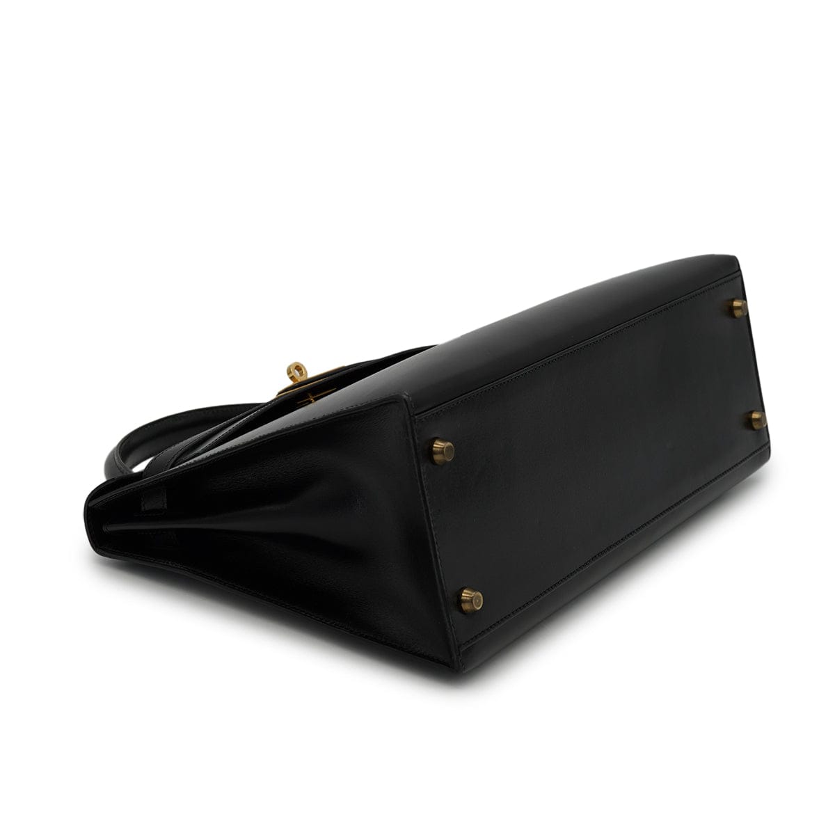Luxury Promise Japan HERMES KELLY 32 SELLIER BLACK BOXCALF HAND SHOULDER BAG 1990 CIRCLE T GOLD HARDWARE 90328917