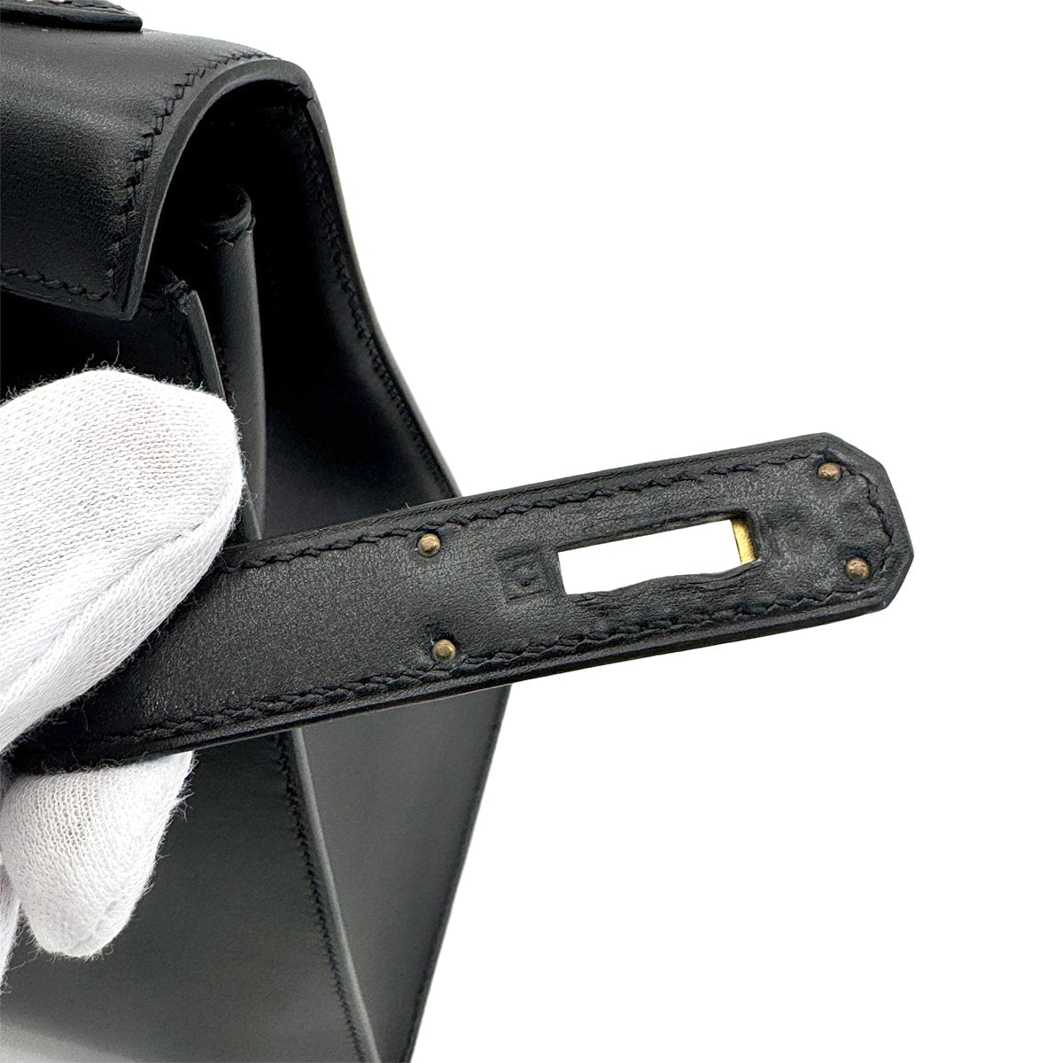 Luxury Promise Japan HERMES KELLY 32 SELLIER BLACK BOXCALF HAND SHOULDER BAG □C GHW 90277282