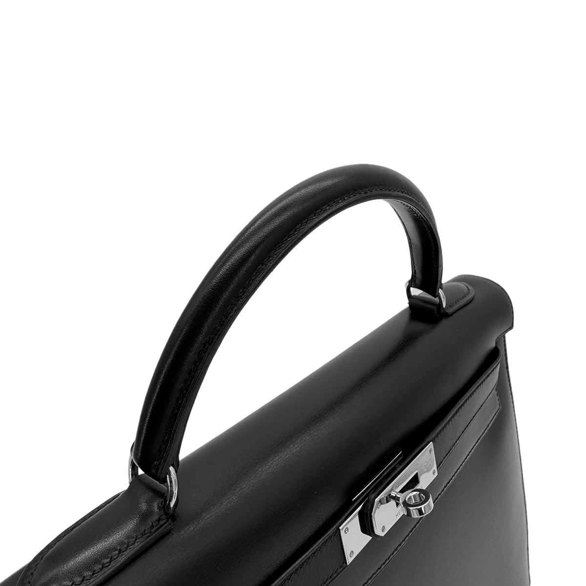 Luxury Promise Japan HERMES KELLY 32 SELLIER BLACK BOXCALF HAND SHOULDER BAG □C SHW 90299828