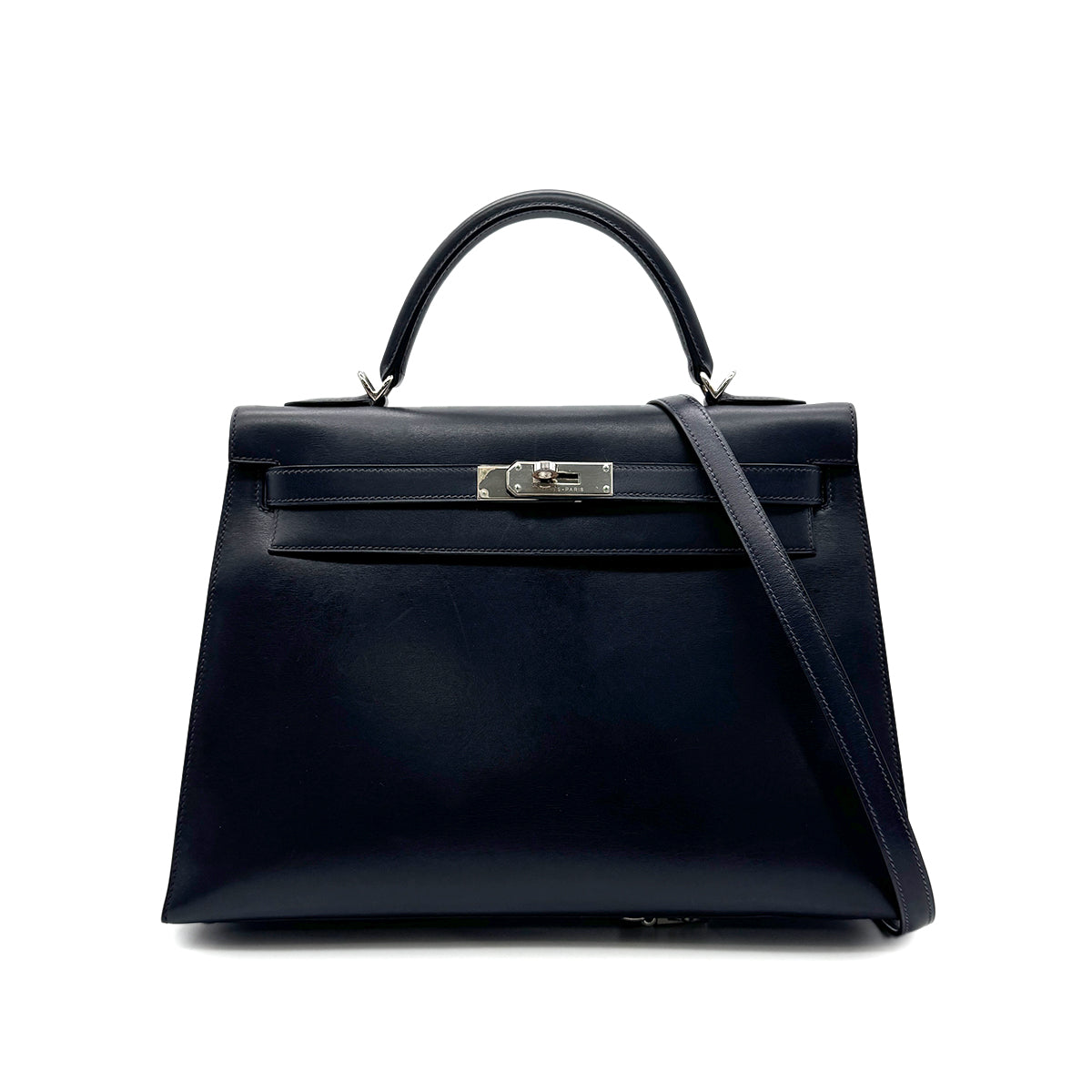 Luxury Promise Japan HERMES KELLY 32 SELLIER BLUE INDIGO BOXCALF HAND SHOULDER BAG □E SHW 90294204