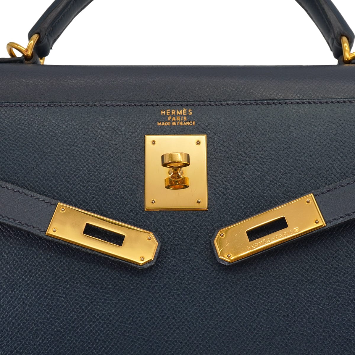Luxury Promise Japan HERMES KELLY 32 SELLIER BLUE INDIGO COURCHEVEL HAND SHOULDER BAG 2000 SQUARE D GOLD HARDWARE 90331398