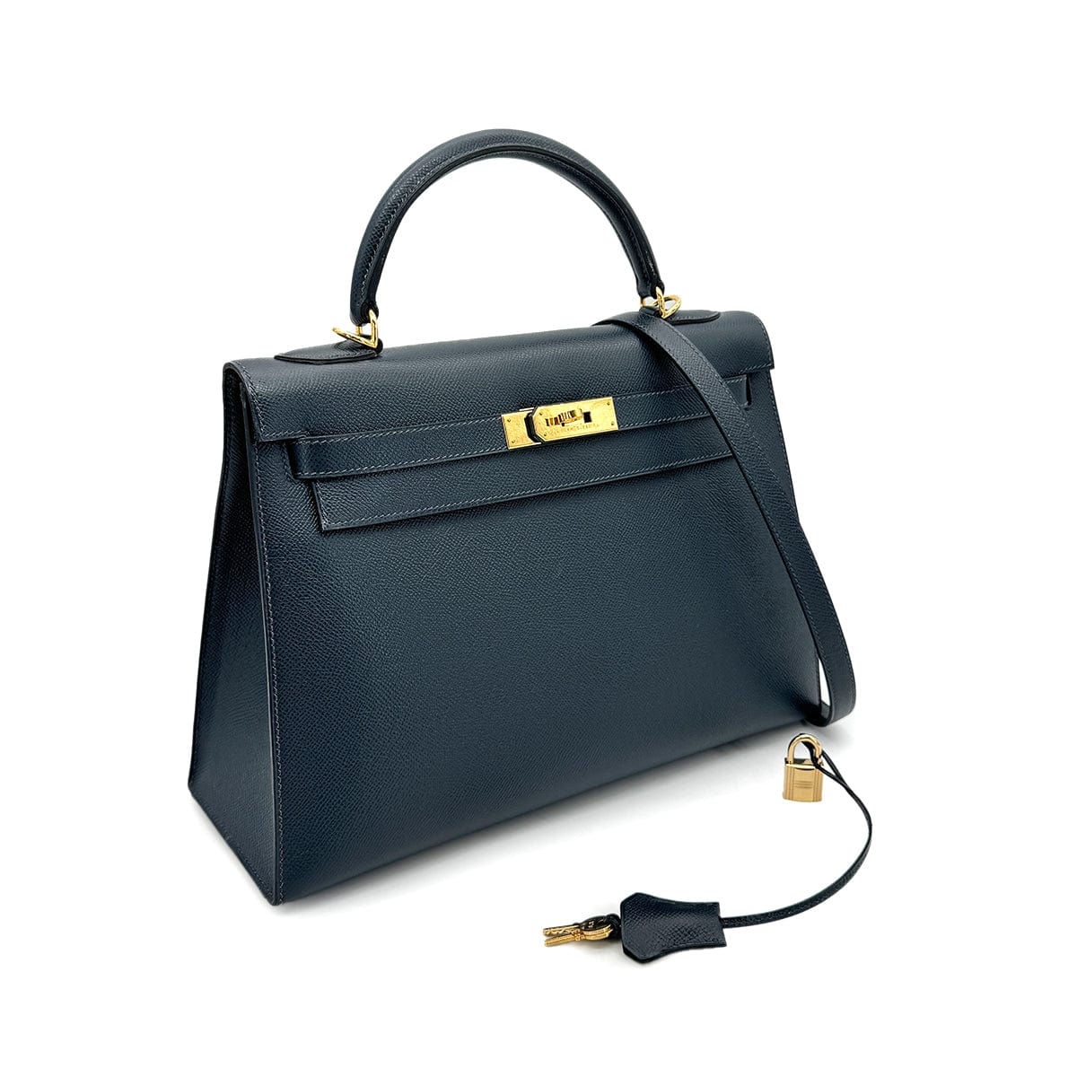 Luxury Promise Japan HERMES KELLY 32 SELLIER BLUE INDIGO EPSOM HAND SHOULDER BAG □G 90277085
