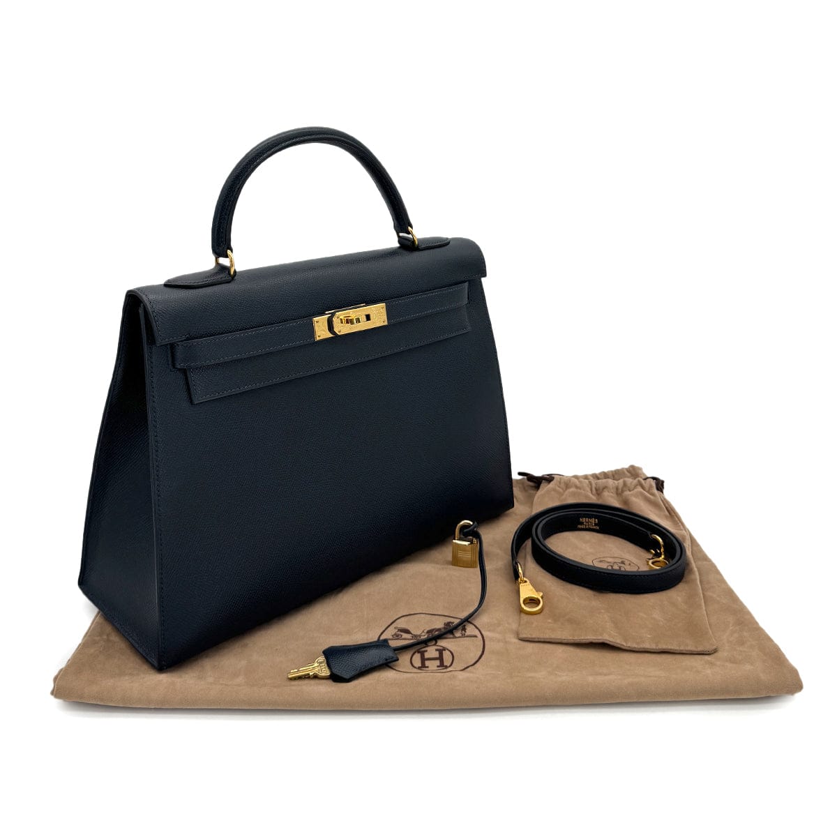 Luxury Promise Japan HERMES KELLY 32 SELLIER BLUE MARINE COUCHEVEL HAND SHOULDER BAG 1996 CIRCLE Z GHW 90299785