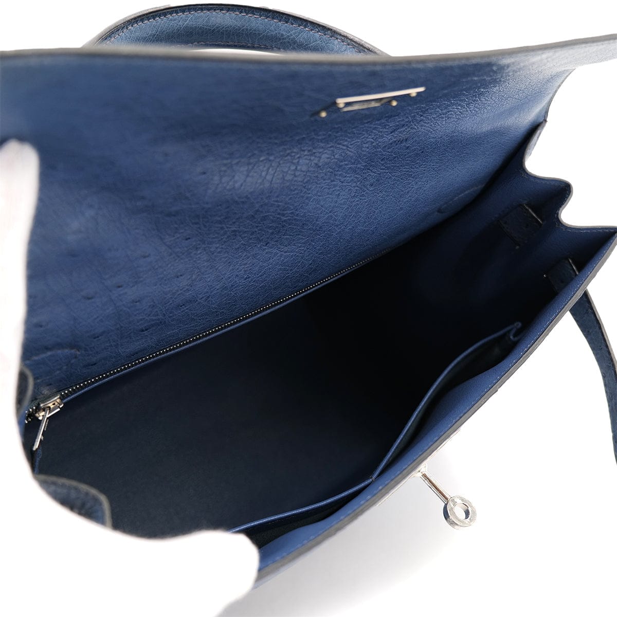 Luxury Promise Japan HERMES KELLY 32 SELLIER BLUE ROY OSTRICH HAND SHOULDER BAG □E SHW 90301096