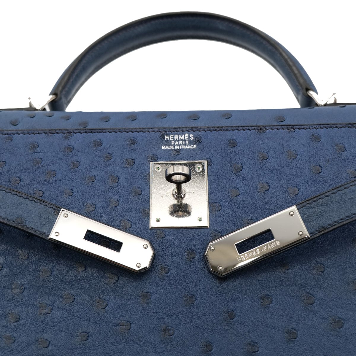 Luxury Promise Japan HERMES KELLY 32 SELLIER BLUE ROY OSTRICH HAND SHOULDER BAG □E SHW 90301096