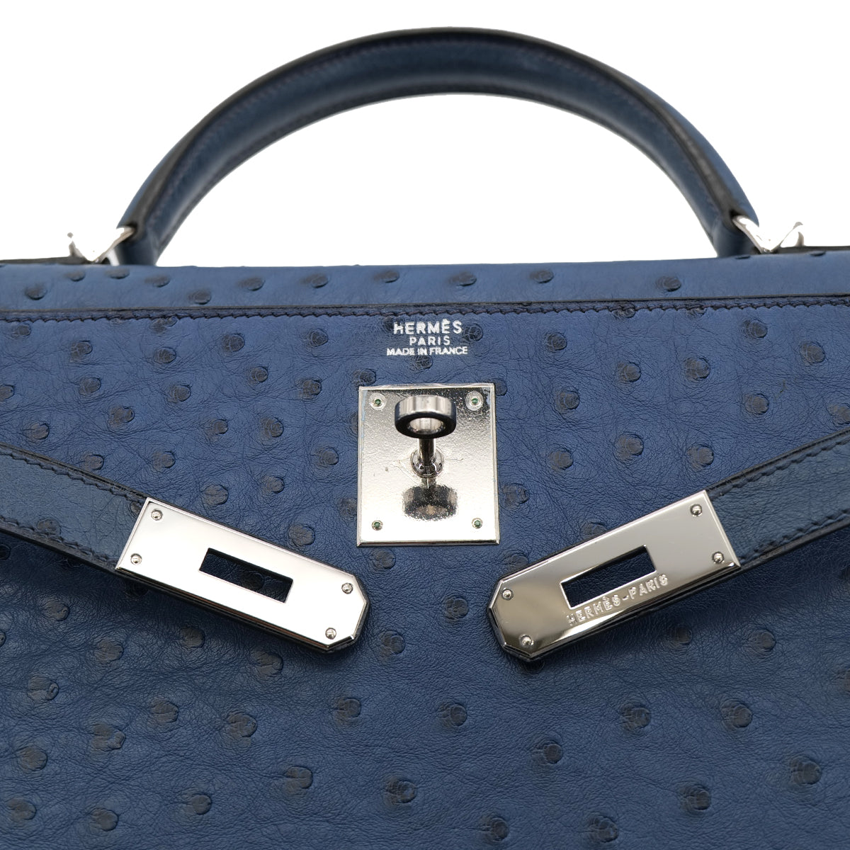 Luxury Promise Japan HERMES KELLY 32 SELLIER BLUE ROY OSTRICH HAND SHOULDER BAG □E SHW 90301096