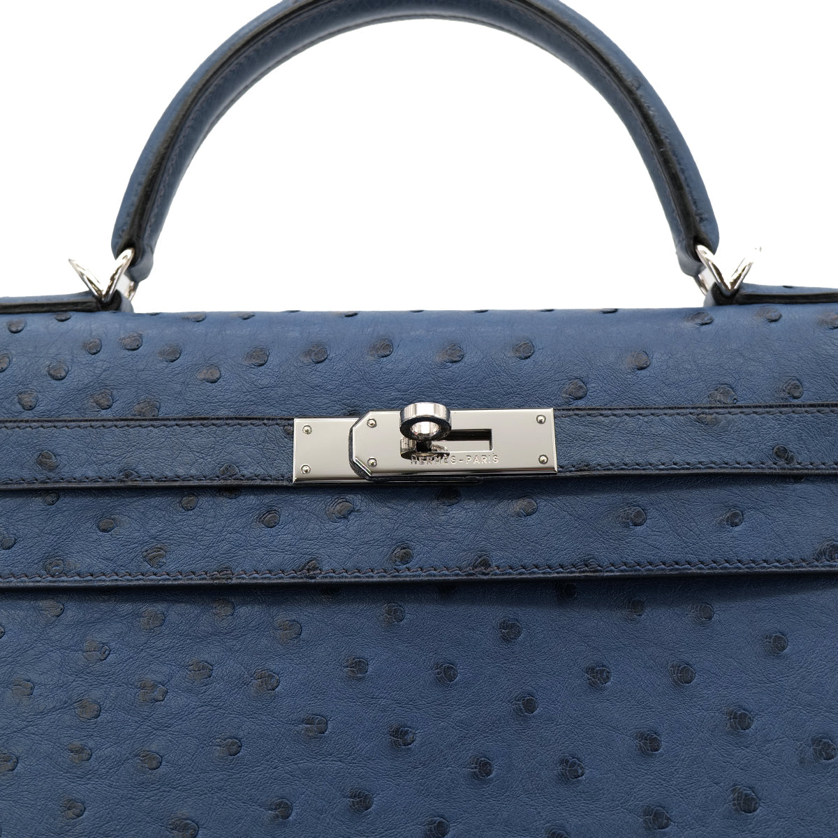 Luxury Promise Japan HERMES KELLY 32 SELLIER BLUE ROY OSTRICH HAND SHOULDER BAG □E SHW 90301096