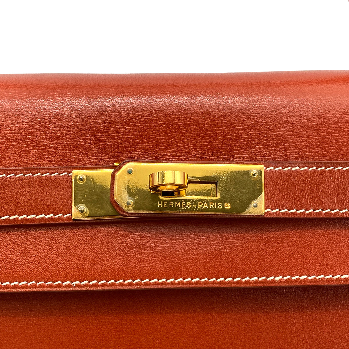 Luxury Promise Japan HERMES KELLY 32 SELLIER BRIQUE BOXCALF HAND SHOULDER BAG □B GHW 90261523