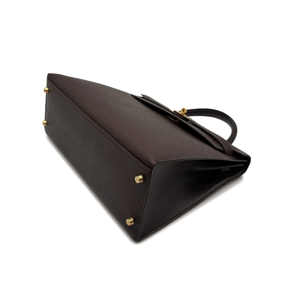 Luxury Promise Japan HERMES KELLY 32 SELLIER CHOCOLAT COUCHEVEL HAND SHOULDER BAG 1995 CIRCLE Y GOLD HARDWARE 90315876