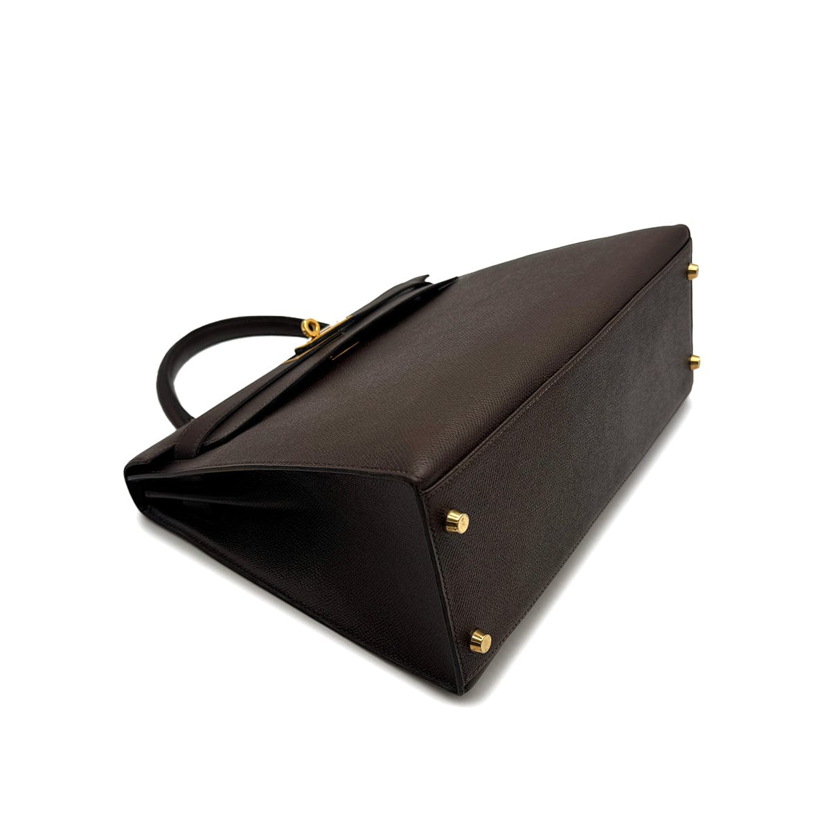 Luxury Promise Japan HERMES KELLY 32 SELLIER CHOCOLAT COUCHEVEL HAND SHOULDER BAG 1995 CIRCLE Y GOLD HARDWARE 90315876