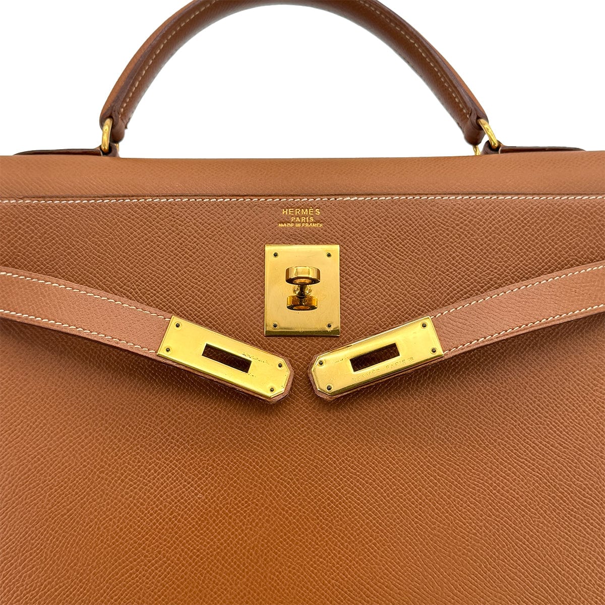 Luxury Promise Japan HERMES KELLY 32 SELLIER GOLD COURCHEVEL HAND SHOULDER BAG 1992 CIRCLE V GOLD HARDWARE 90325851