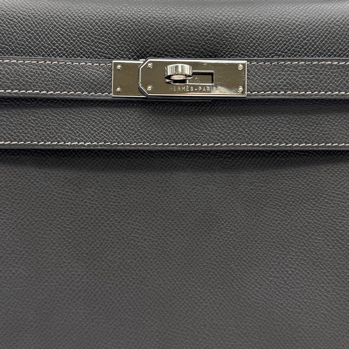Luxury Promise Japan HERMES KELLY 32 SELLIER GRAPHITE VEAU EPSOM HAND BAG 2005 SQUARE I PALLADIUM HARDWARE 90314368