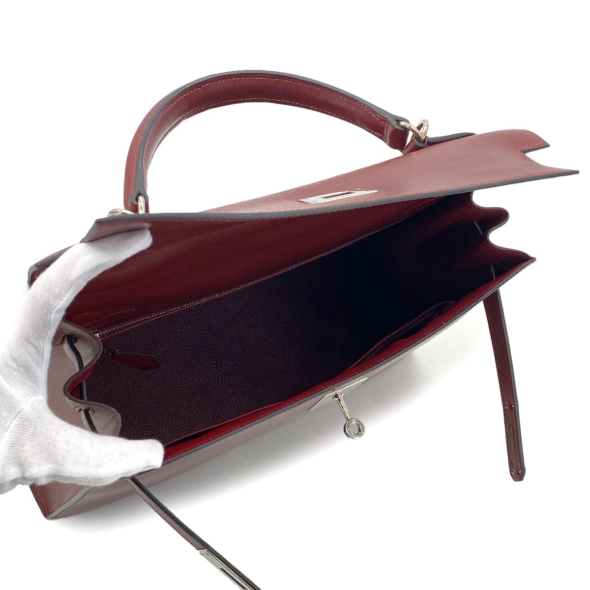 Luxury Promise Japan HERMES KELLY 32 SELLIER ROUGE H BOX CALF HAND BAG □F PHW 90304177