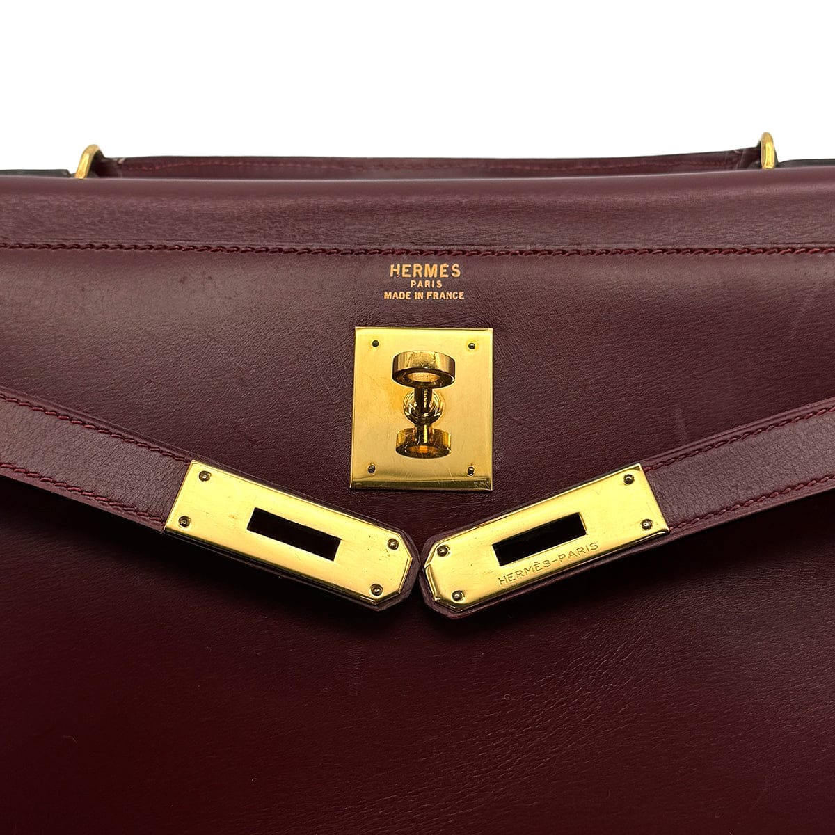 Luxury Promise Japan HERMES KELLY 32 SELLIER ROUGE H BOXCALF HAND BAG 1981 CIRCLE K GOLD HARDWARE 90318613